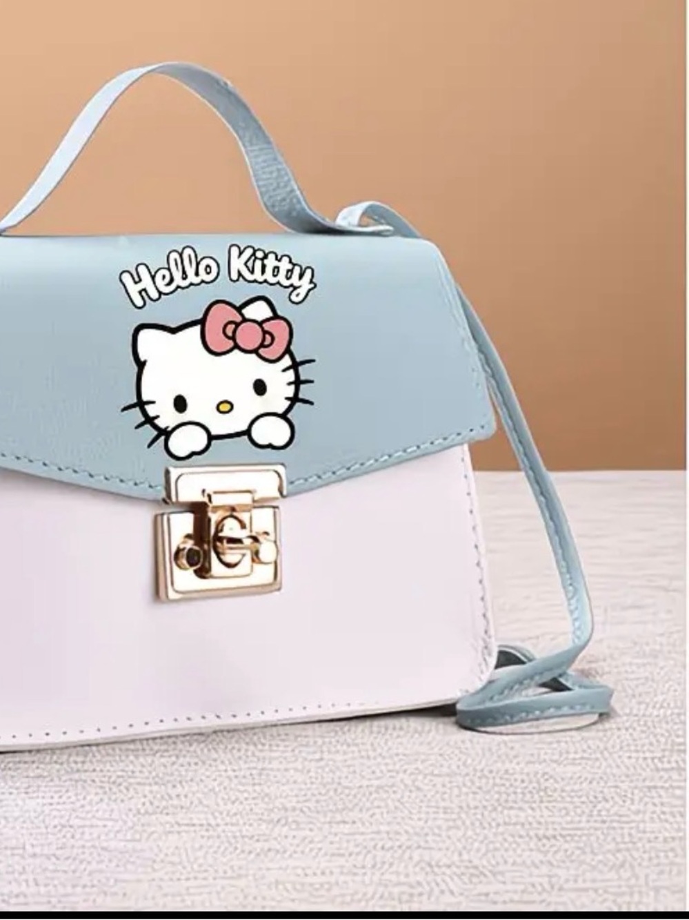Hello Kitty Light Blue & White Kids Shoulder Bag with Pink Bow Accent